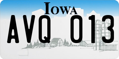 IA license plate AVQ013