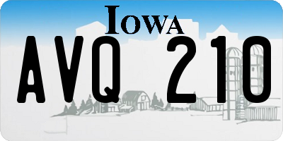 IA license plate AVQ210