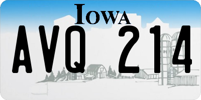 IA license plate AVQ214
