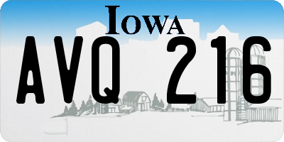 IA license plate AVQ216