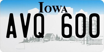 IA license plate AVQ600