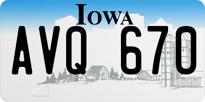 IA license plate AVQ670