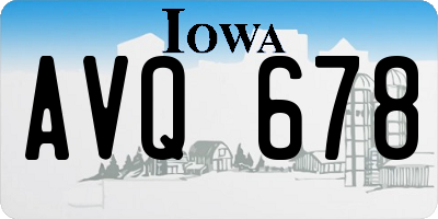 IA license plate AVQ678
