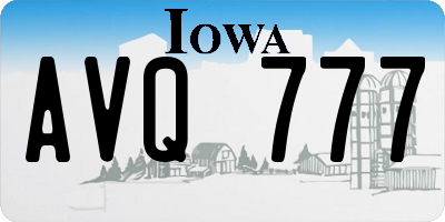 IA license plate AVQ777