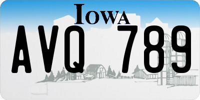 IA license plate AVQ789