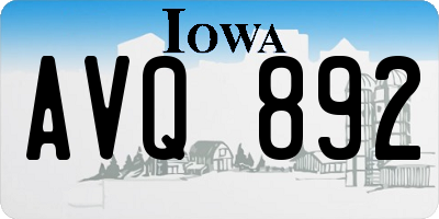 IA license plate AVQ892