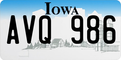 IA license plate AVQ986