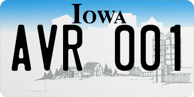 IA license plate AVR001