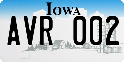 IA license plate AVR002