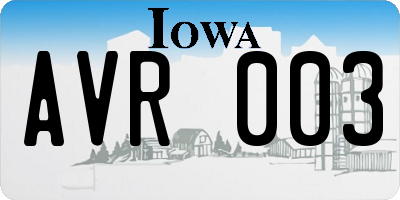 IA license plate AVR003