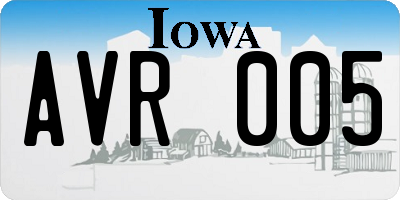 IA license plate AVR005