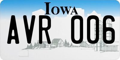 IA license plate AVR006