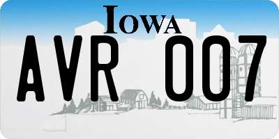 IA license plate AVR007