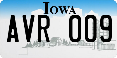 IA license plate AVR009