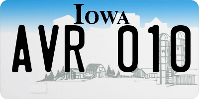 IA license plate AVR010