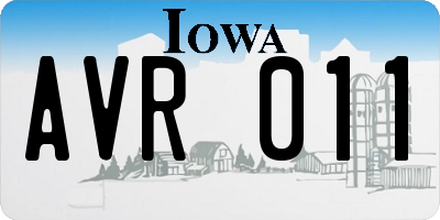 IA license plate AVR011