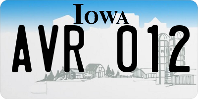 IA license plate AVR012