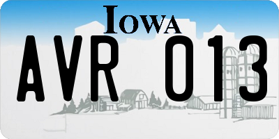 IA license plate AVR013
