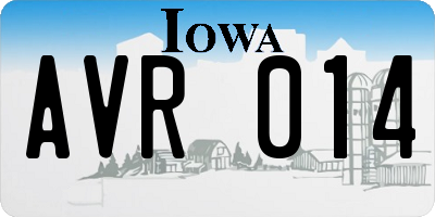 IA license plate AVR014