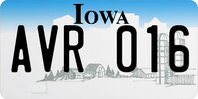 IA license plate AVR016