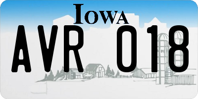 IA license plate AVR018