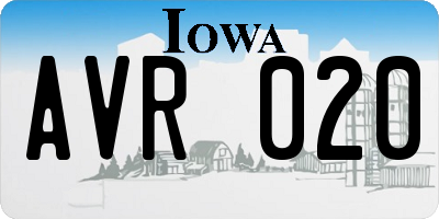 IA license plate AVR020