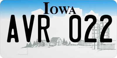 IA license plate AVR022