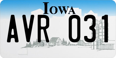 IA license plate AVR031