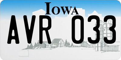 IA license plate AVR033