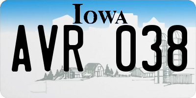 IA license plate AVR038