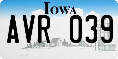 IA license plate AVR039