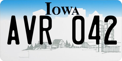 IA license plate AVR042