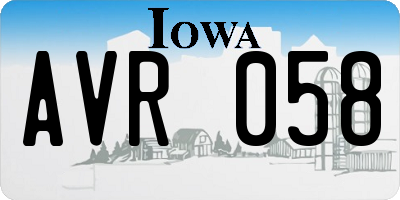 IA license plate AVR058