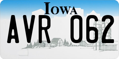 IA license plate AVR062