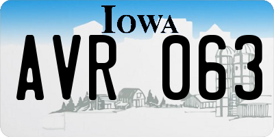IA license plate AVR063