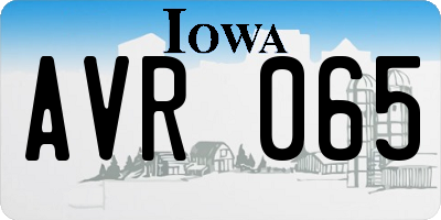 IA license plate AVR065