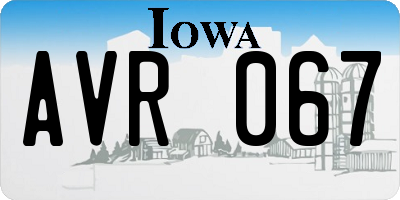 IA license plate AVR067