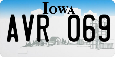 IA license plate AVR069