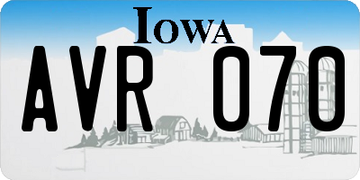 IA license plate AVR070