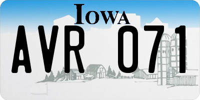 IA license plate AVR071