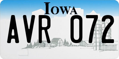 IA license plate AVR072