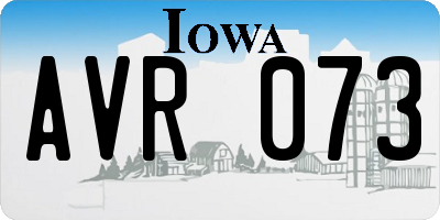 IA license plate AVR073