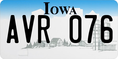IA license plate AVR076