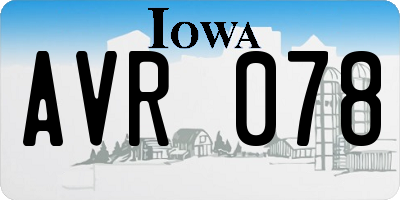 IA license plate AVR078