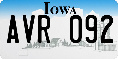 IA license plate AVR092