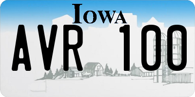 IA license plate AVR100