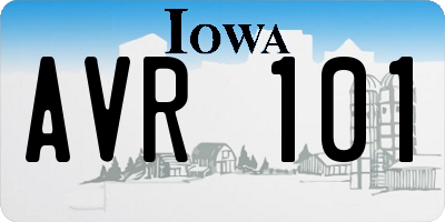 IA license plate AVR101