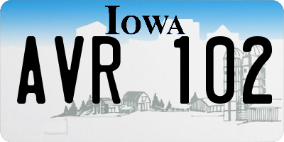 IA license plate AVR102