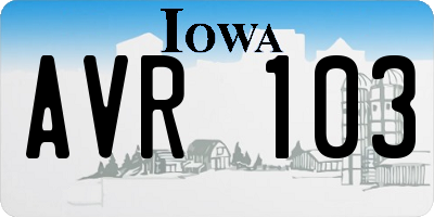 IA license plate AVR103