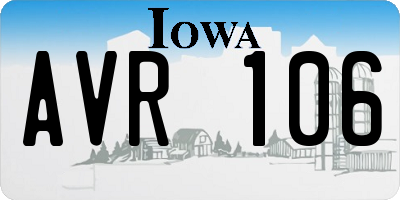 IA license plate AVR106